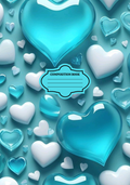 Blue & White Hearts     Composition Notebook & Stickers