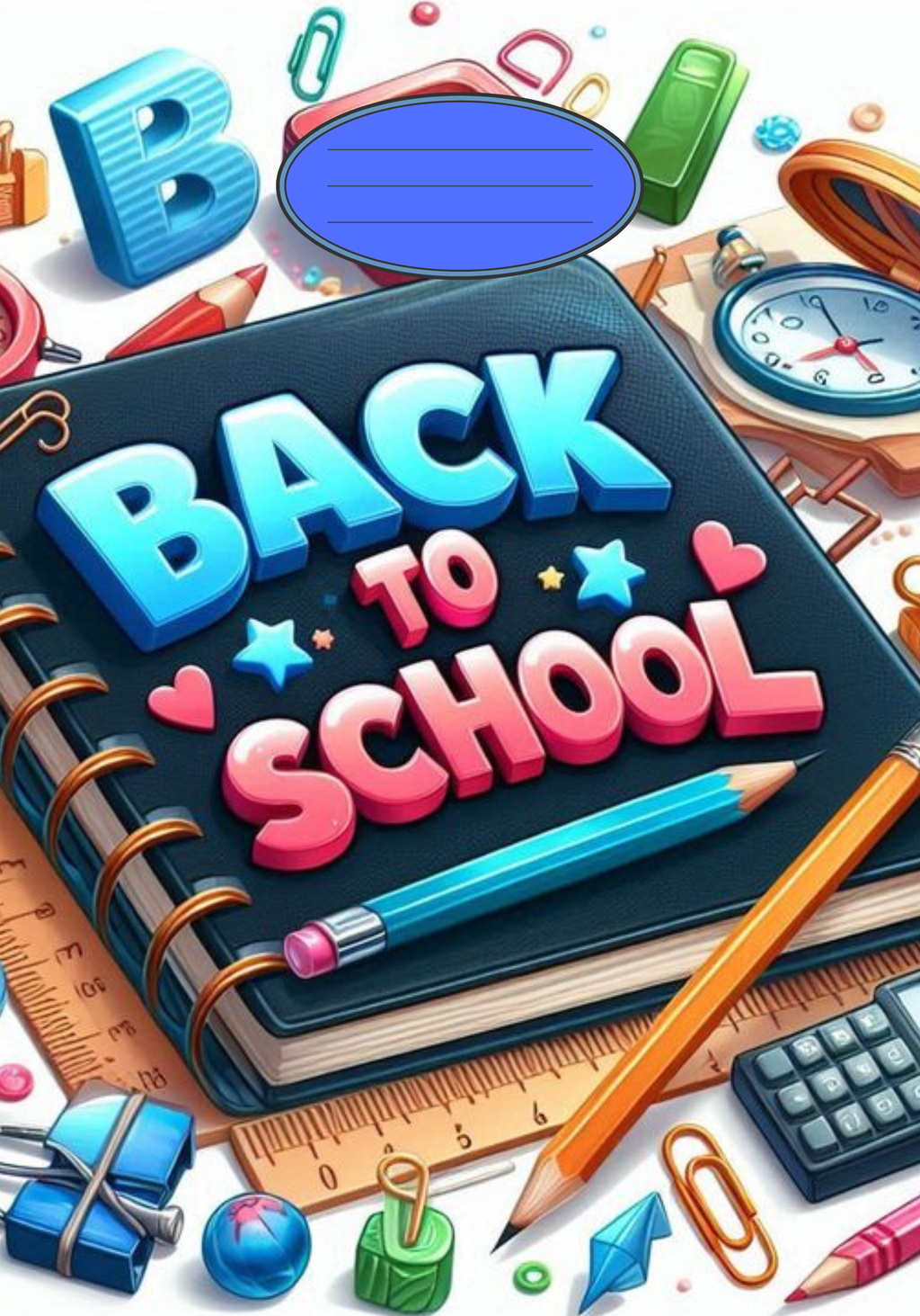 Back to School black Notebook Sticker Cover