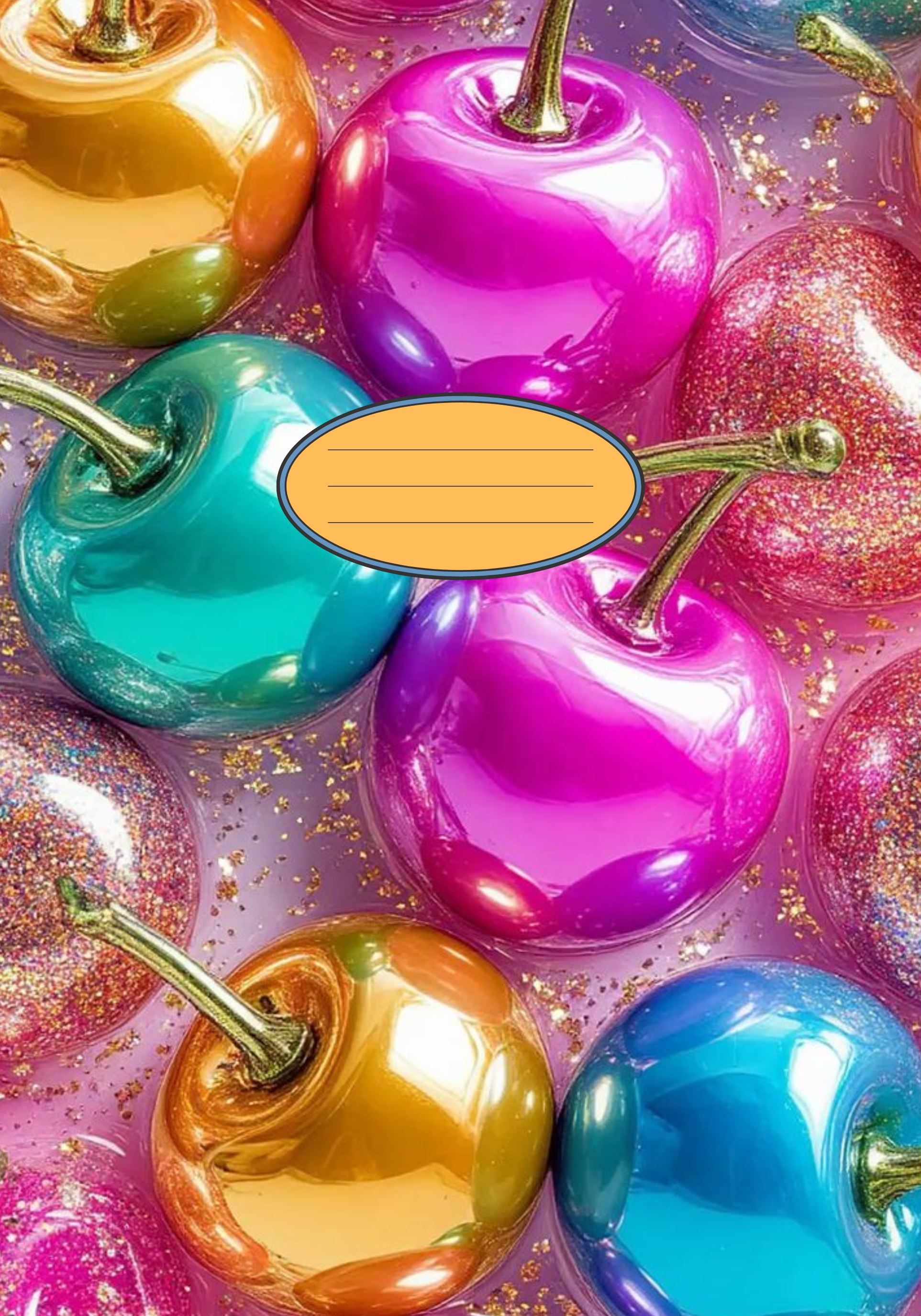 Metalic Cherries  Notebook Sticker Cover
