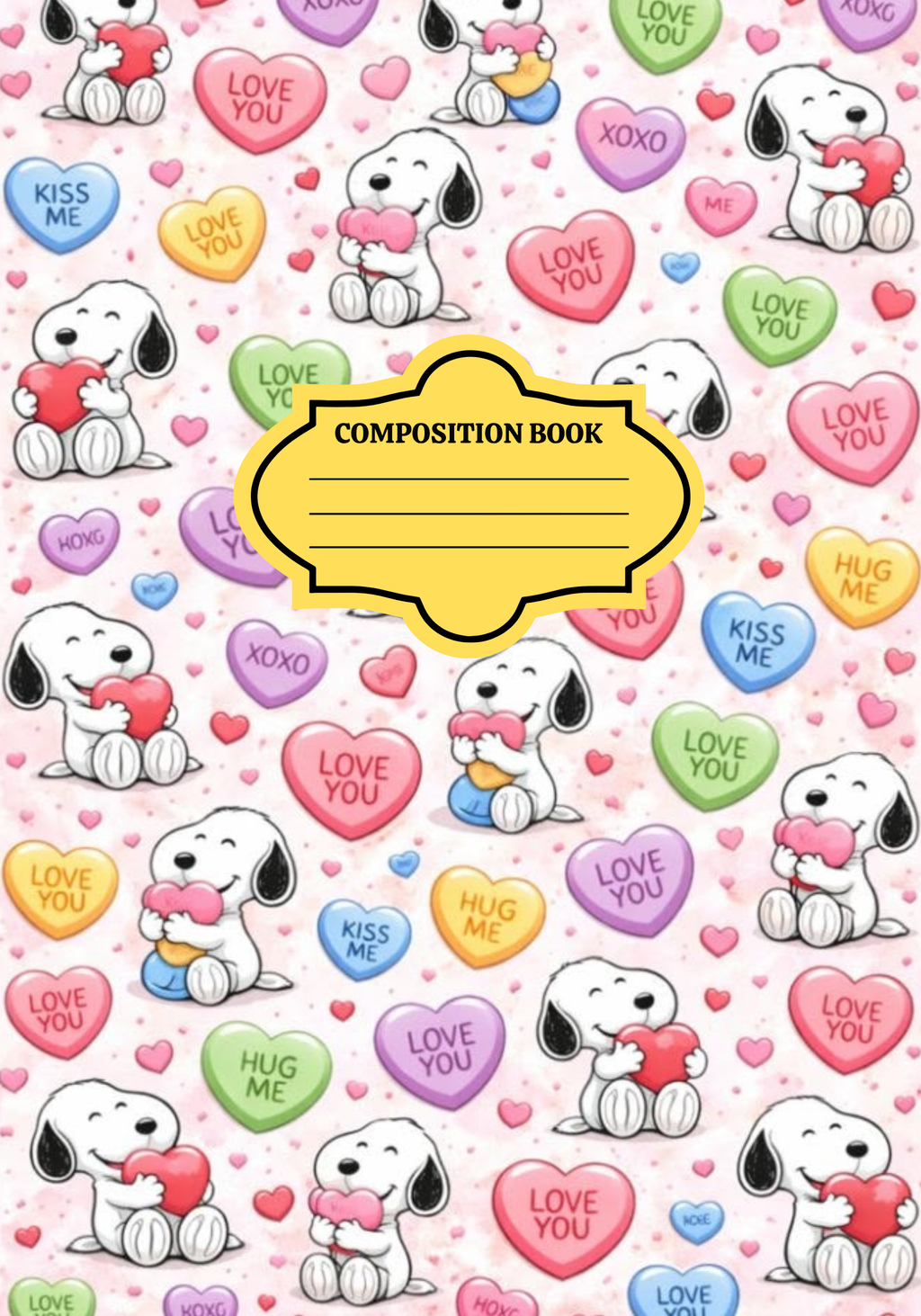 Snoopy & Hearts  Composition Notebook & Stickers