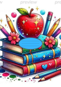 Apple & Books Composition Notebook & Stickers