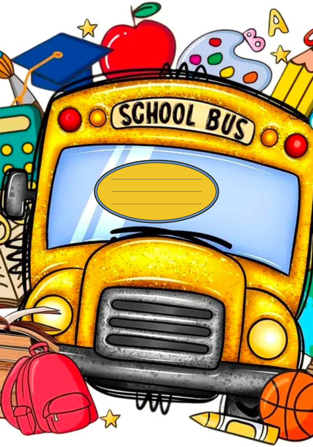 School Bus Stickers for Notebook