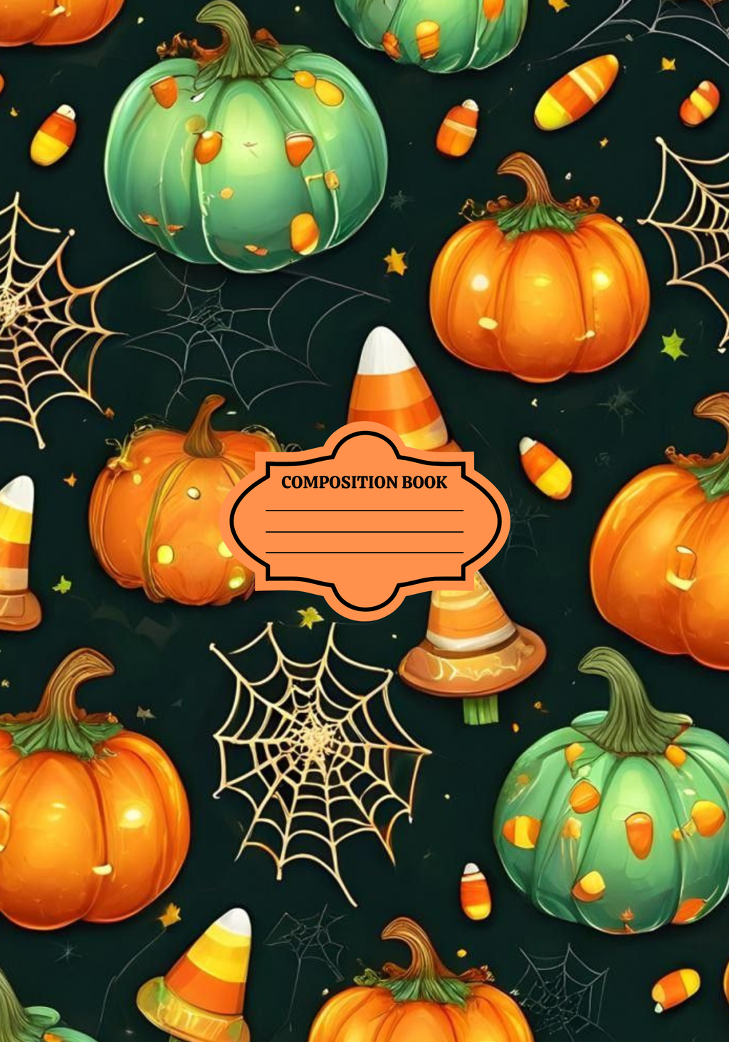 Pumpkins & Candy Corn    Composition Notebook & Stickers