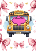School Bus Pink Bow Stickers for Notebook