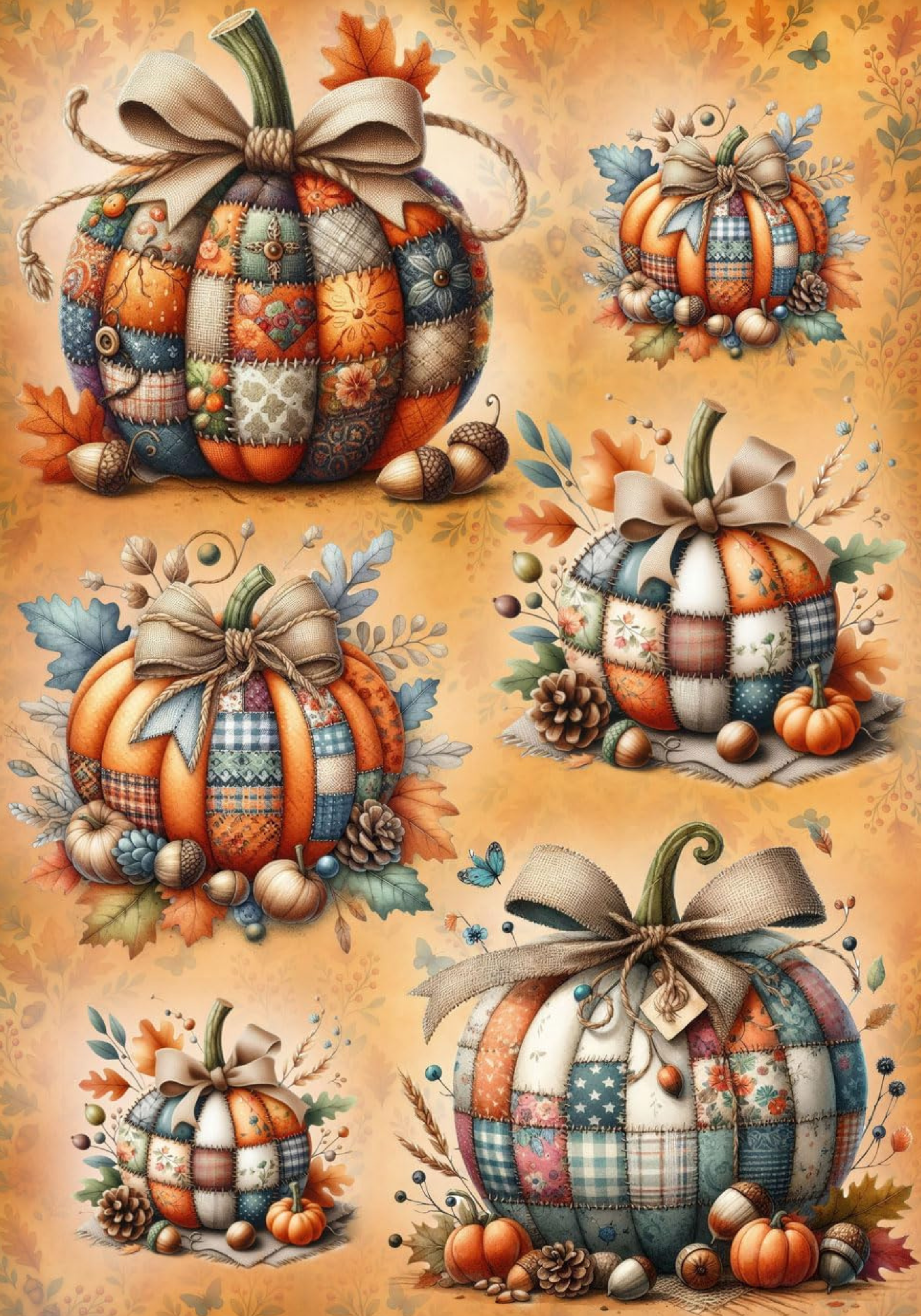 Halloween Patch work Pumpkins Notebook Sticker Cover