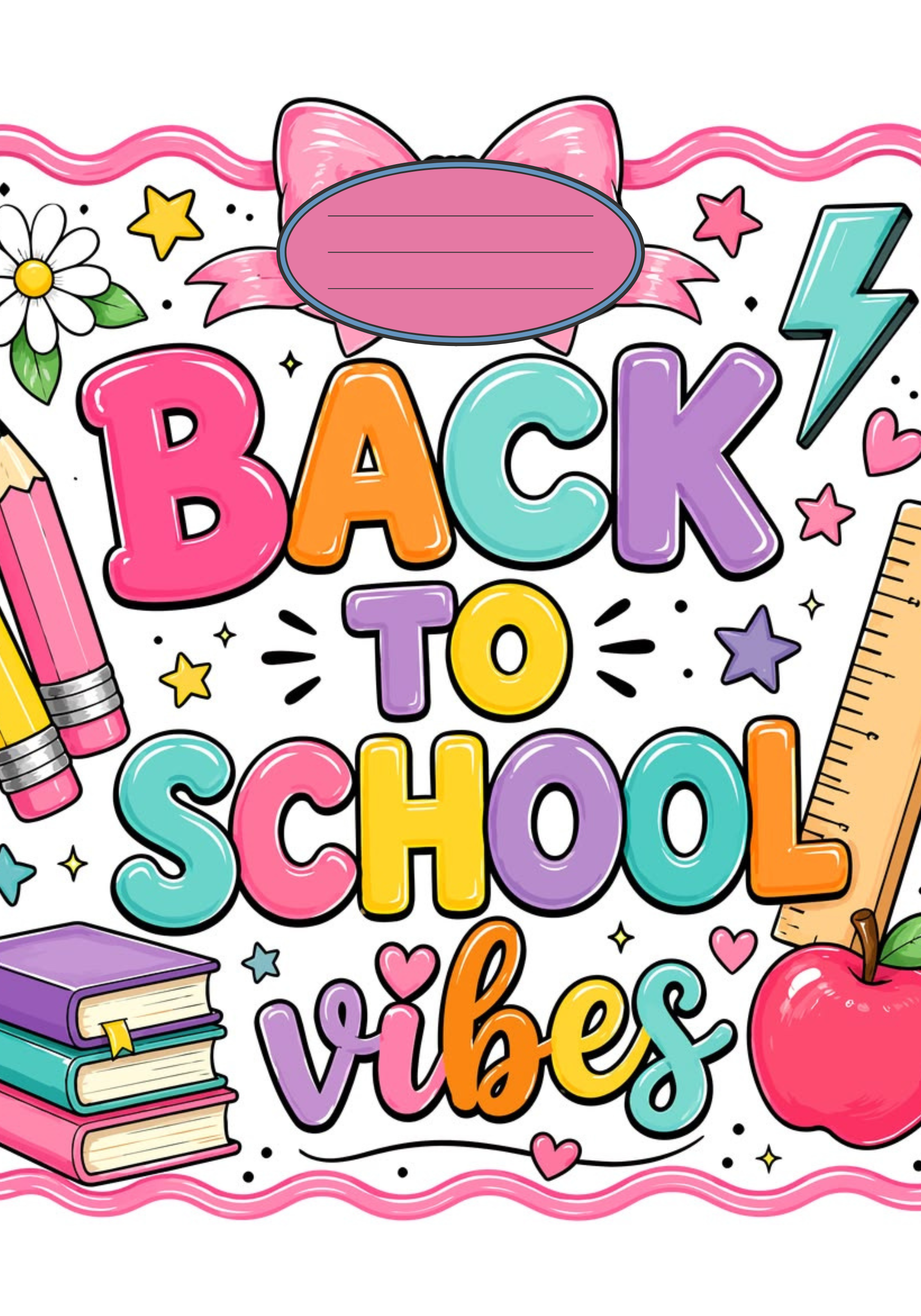 Back to School pink bow Notebook Sticker Cover