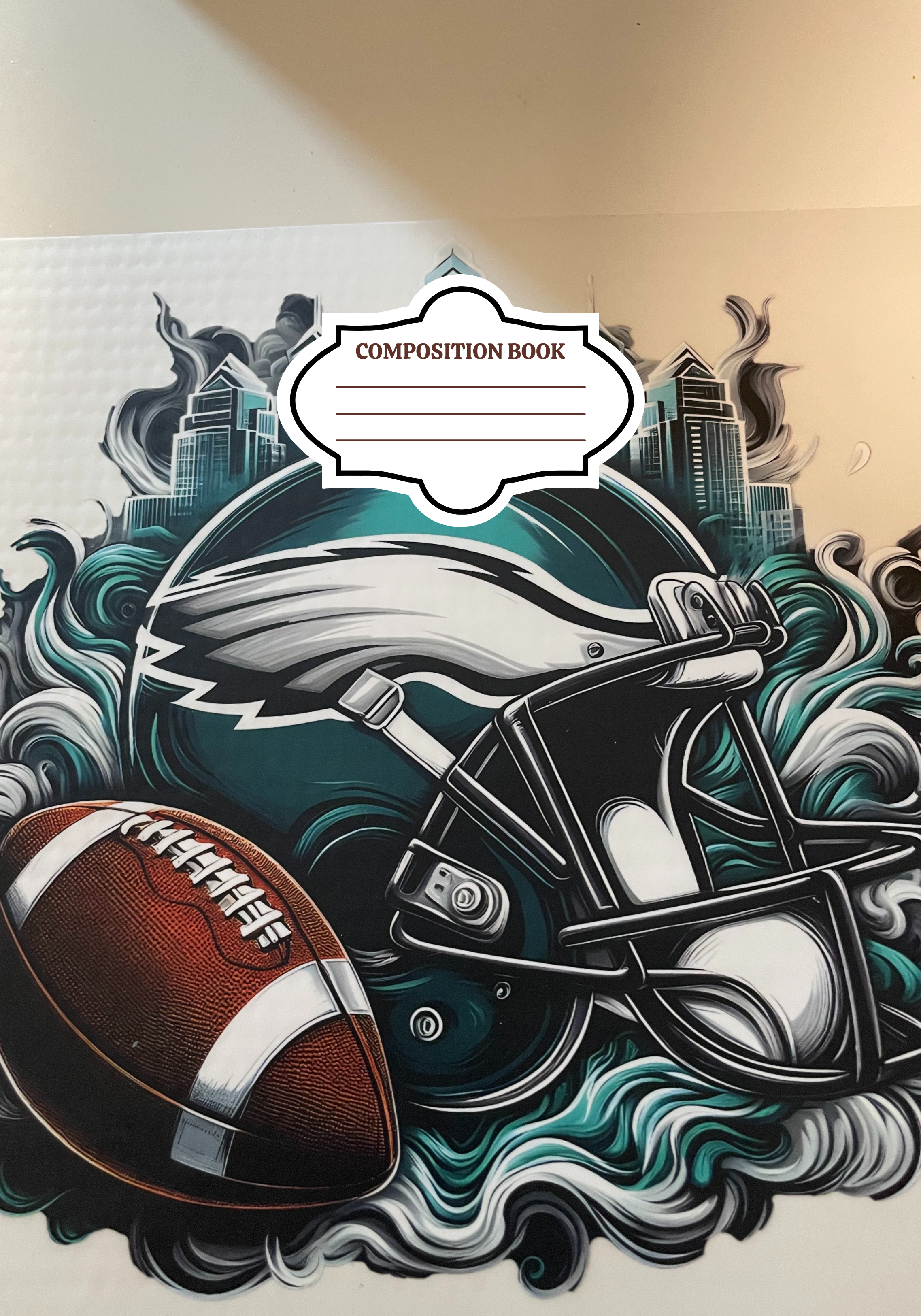 Composition Notebook Cover | Eagles Helmet Composition Notebook – Cute School Supplies (Notebook Included) | Cute School Supplies