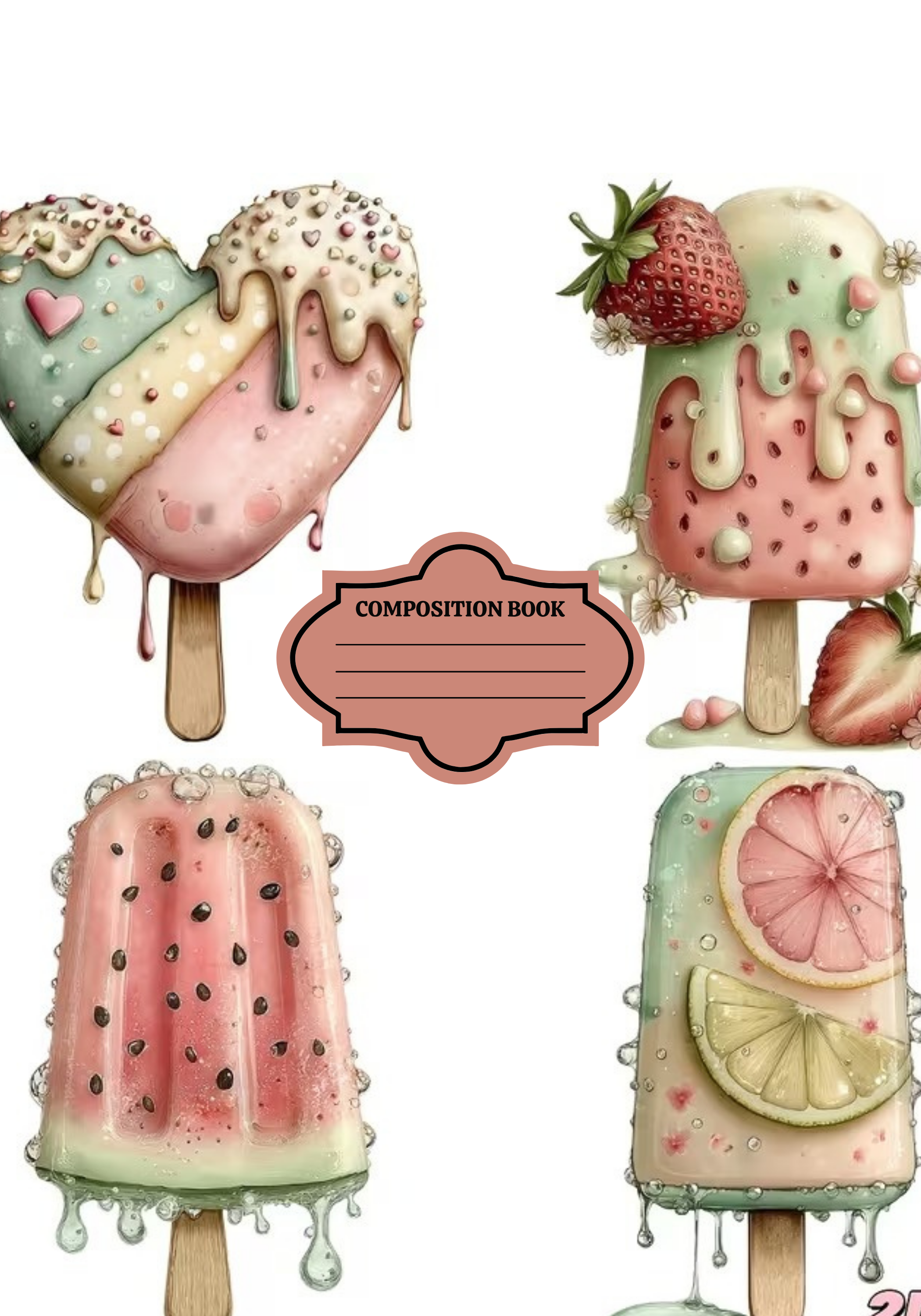 Fruity Popsicles    Composition Notebook & Stickers