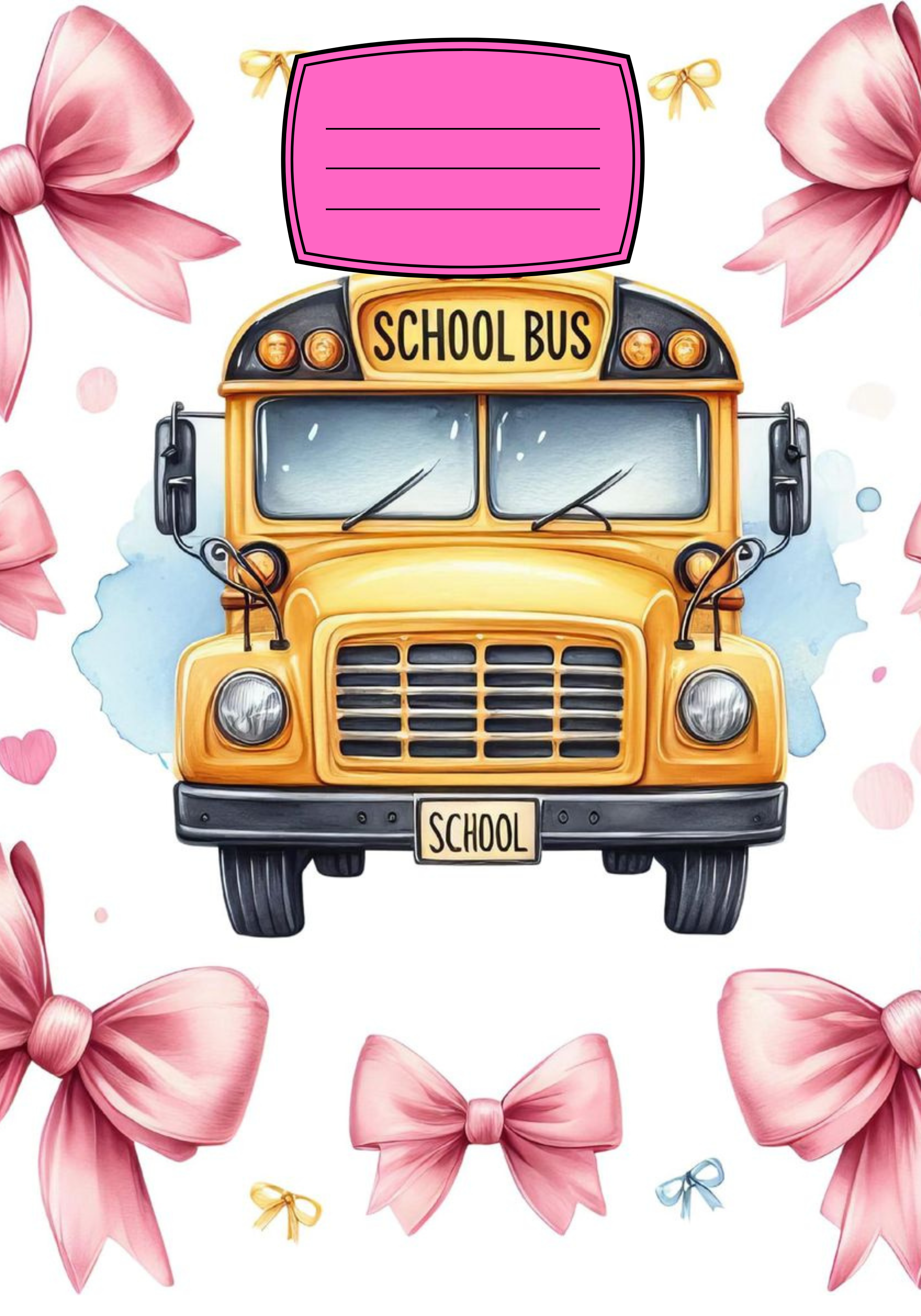 School bus  pink bows Notebook Sticker Covers