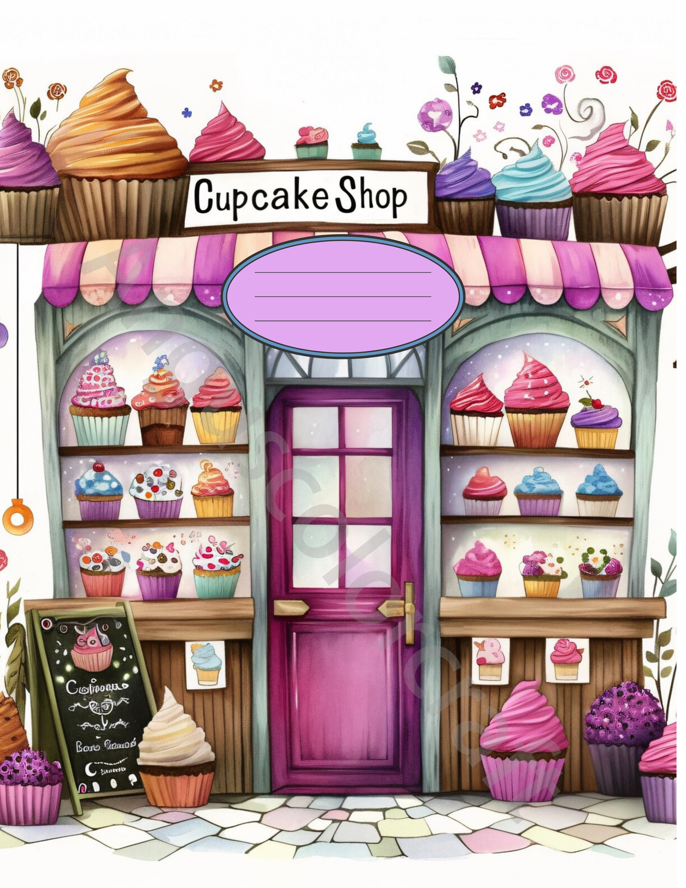 Composition Notebook Cover | Cupcake Store Composition Notebook – Cute School Supplies (Notebook Included) | Cute School Supplies
