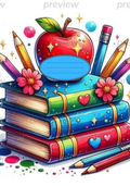 Apple & Books Stickers for Notebook