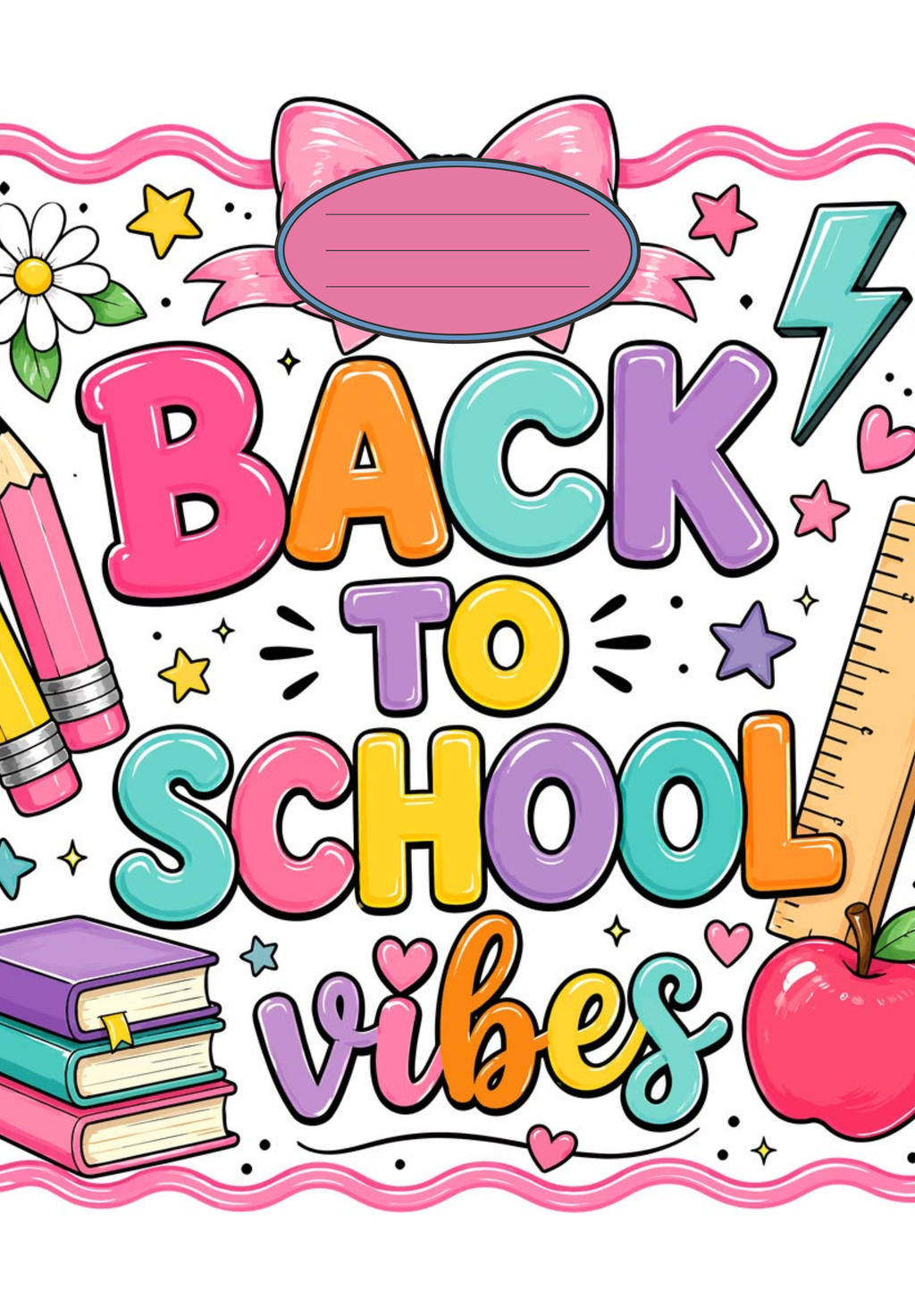 Back To School Pink Bow Stickers for Notebook