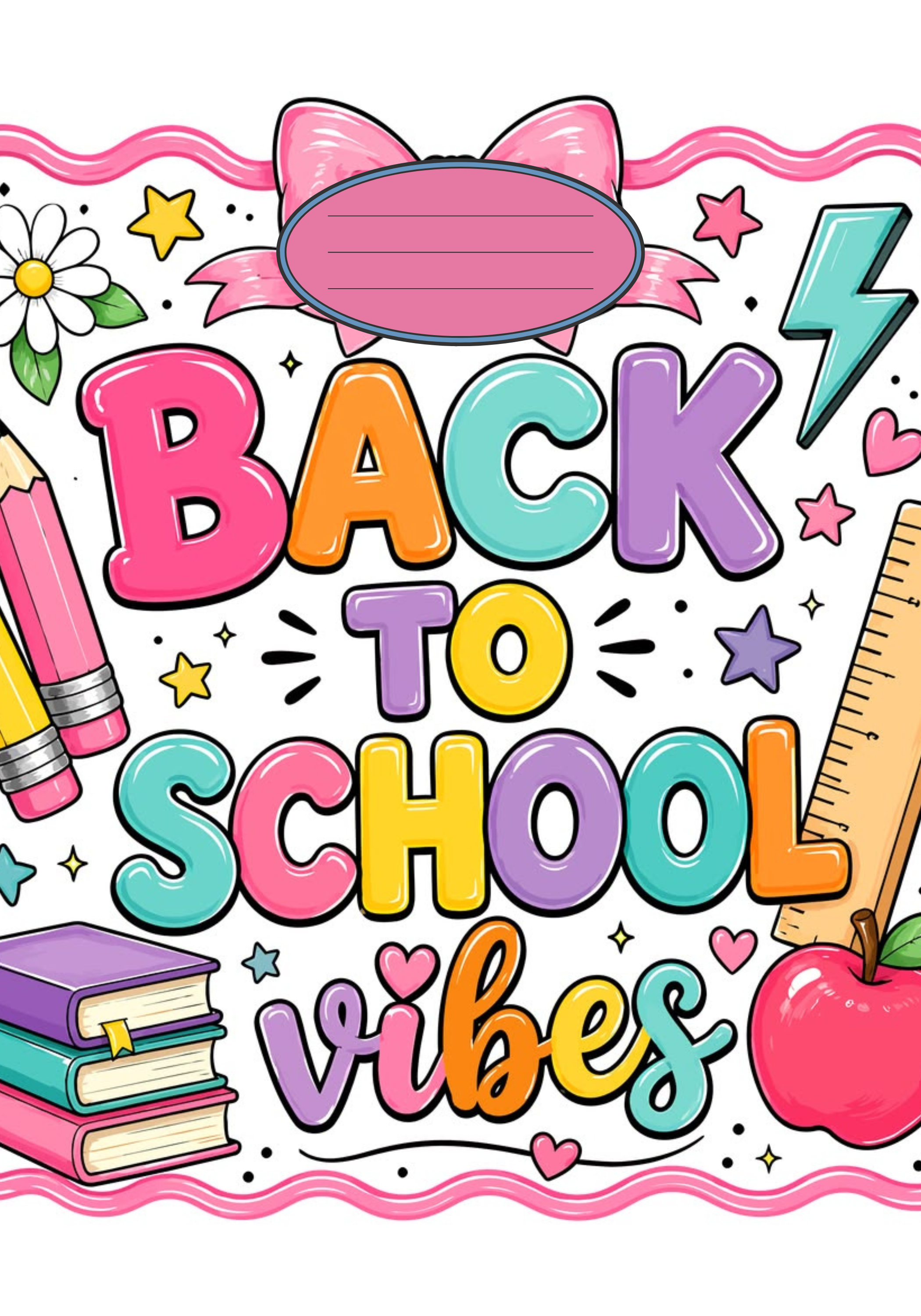 Back To School Pink Bow Stickers for Notebook