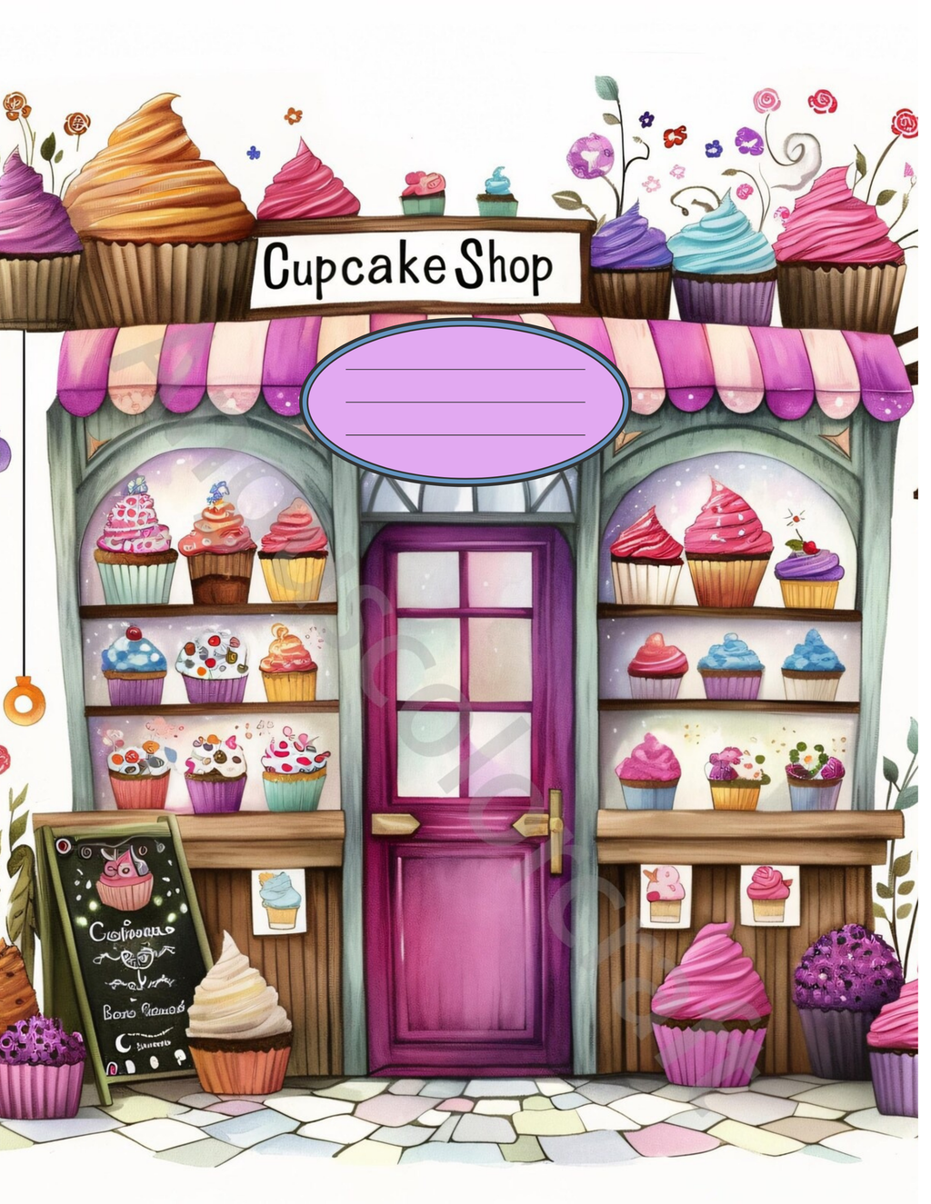 Cupcake Store Stickers for Notebook