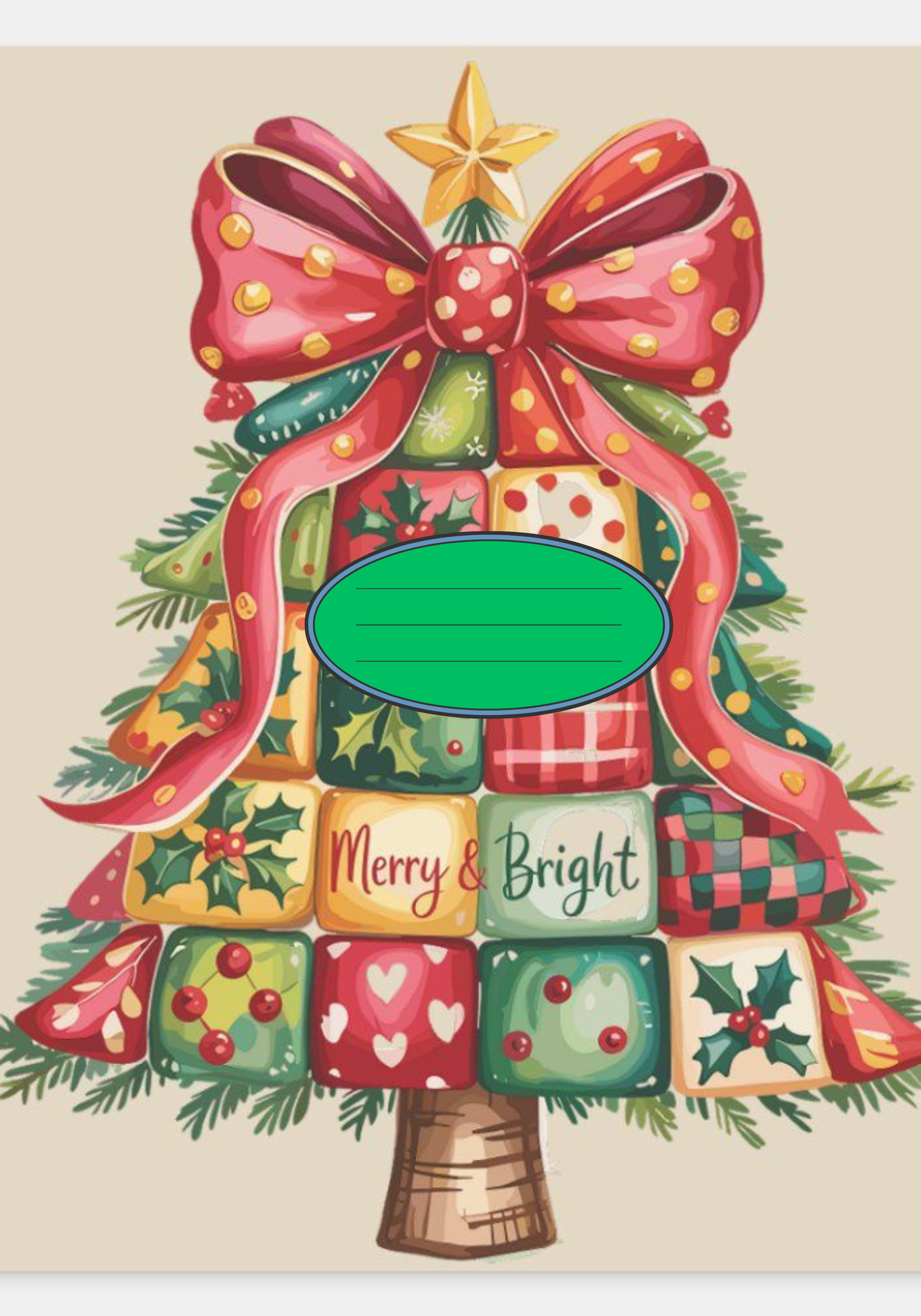 Patchwork Xmas Tree Notebook Sticker Covers