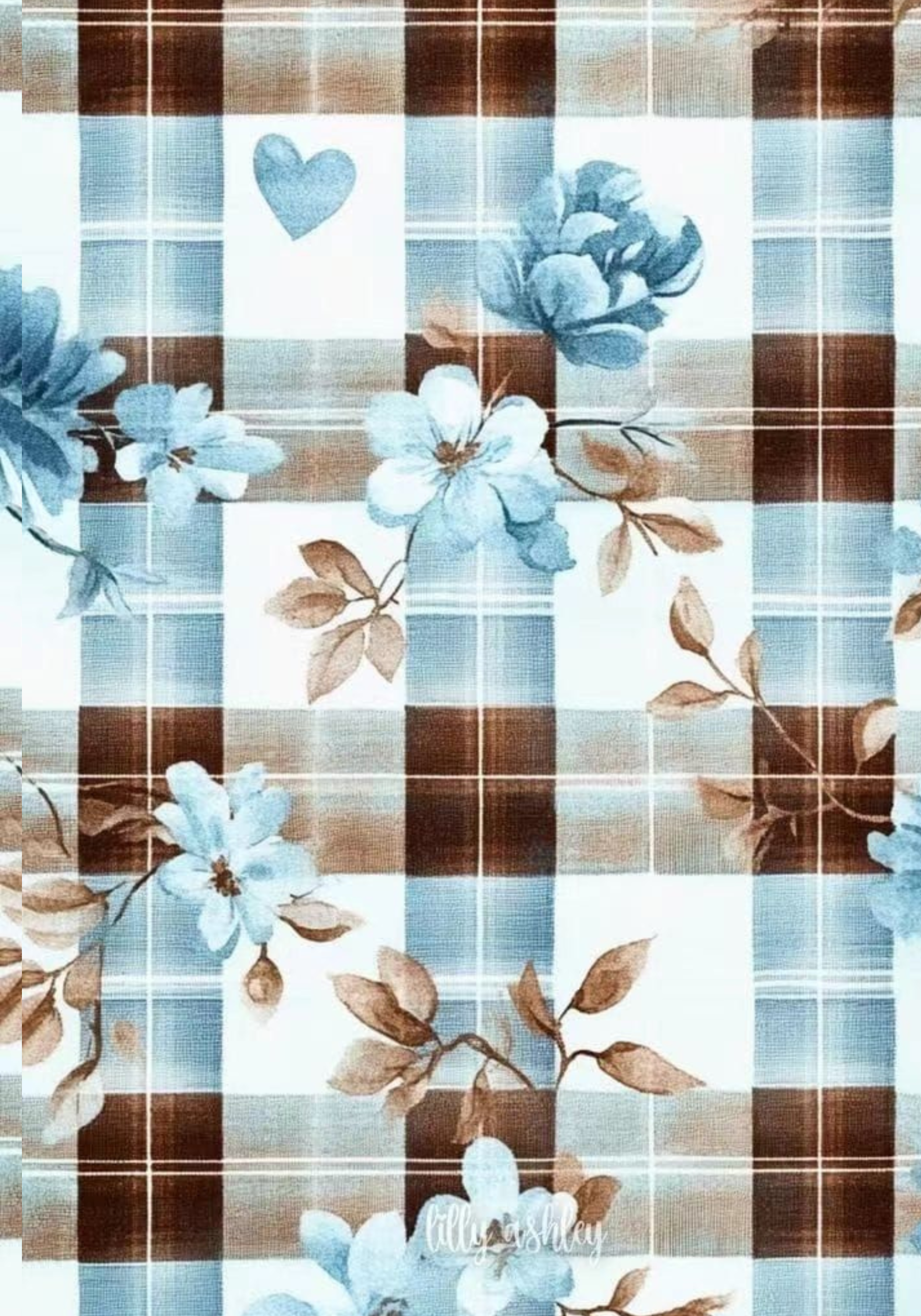 Blue & Brown Plaid w/Blue Flowers  Stickers for Notebook