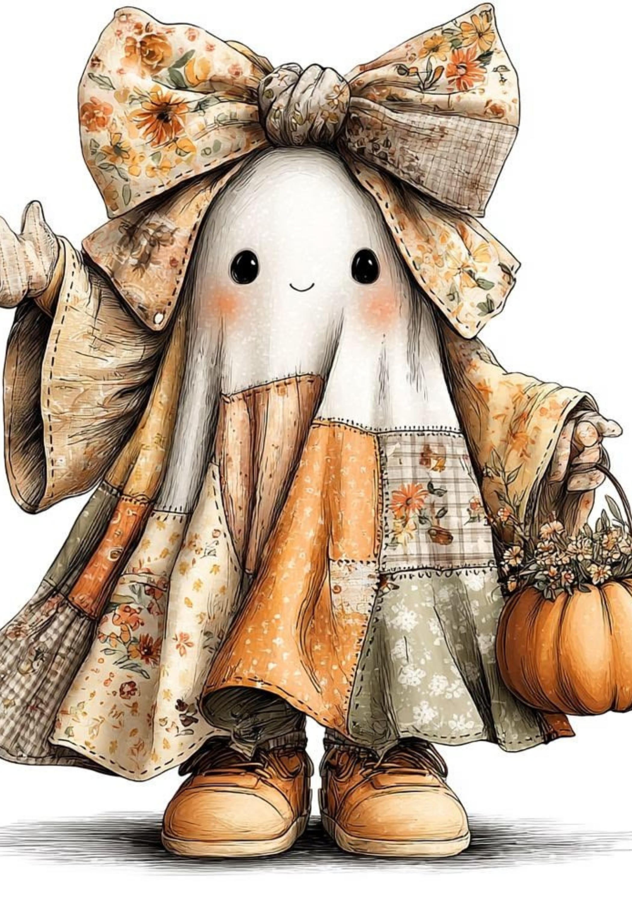 Composition Notebook Cover | Patchwork Ghost Composition Notebook – Cute School Supplies (Notebook Included) | Cute School Supplies