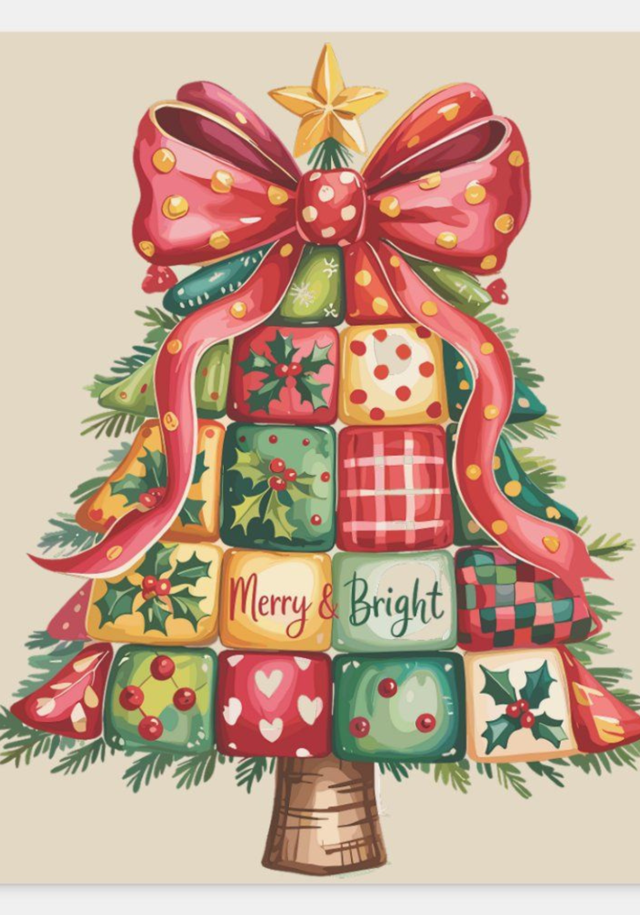 Patchwork Xmas Tree Stickers for Notebook
