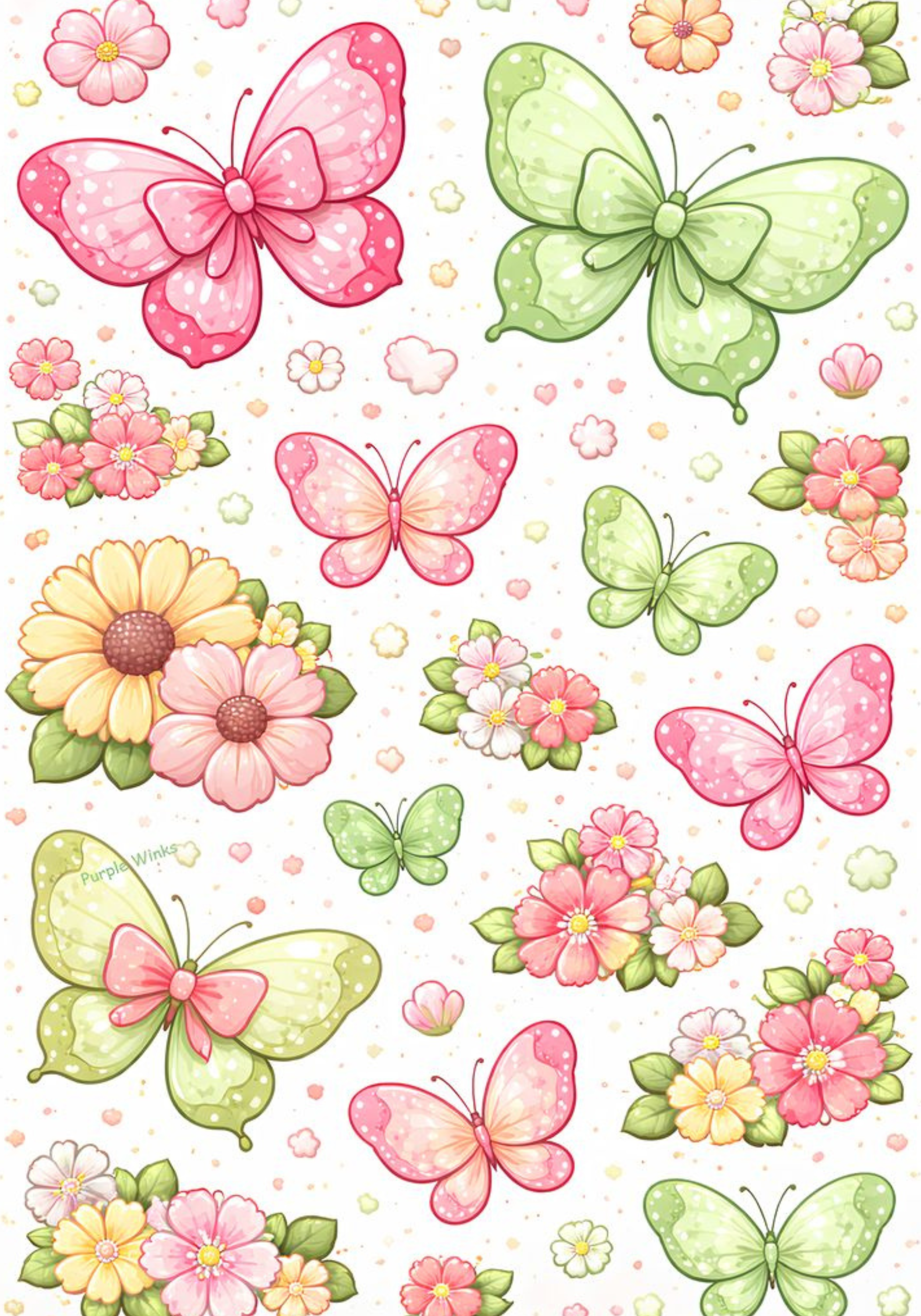 Butterflies & Flowers Stickers for Notebook