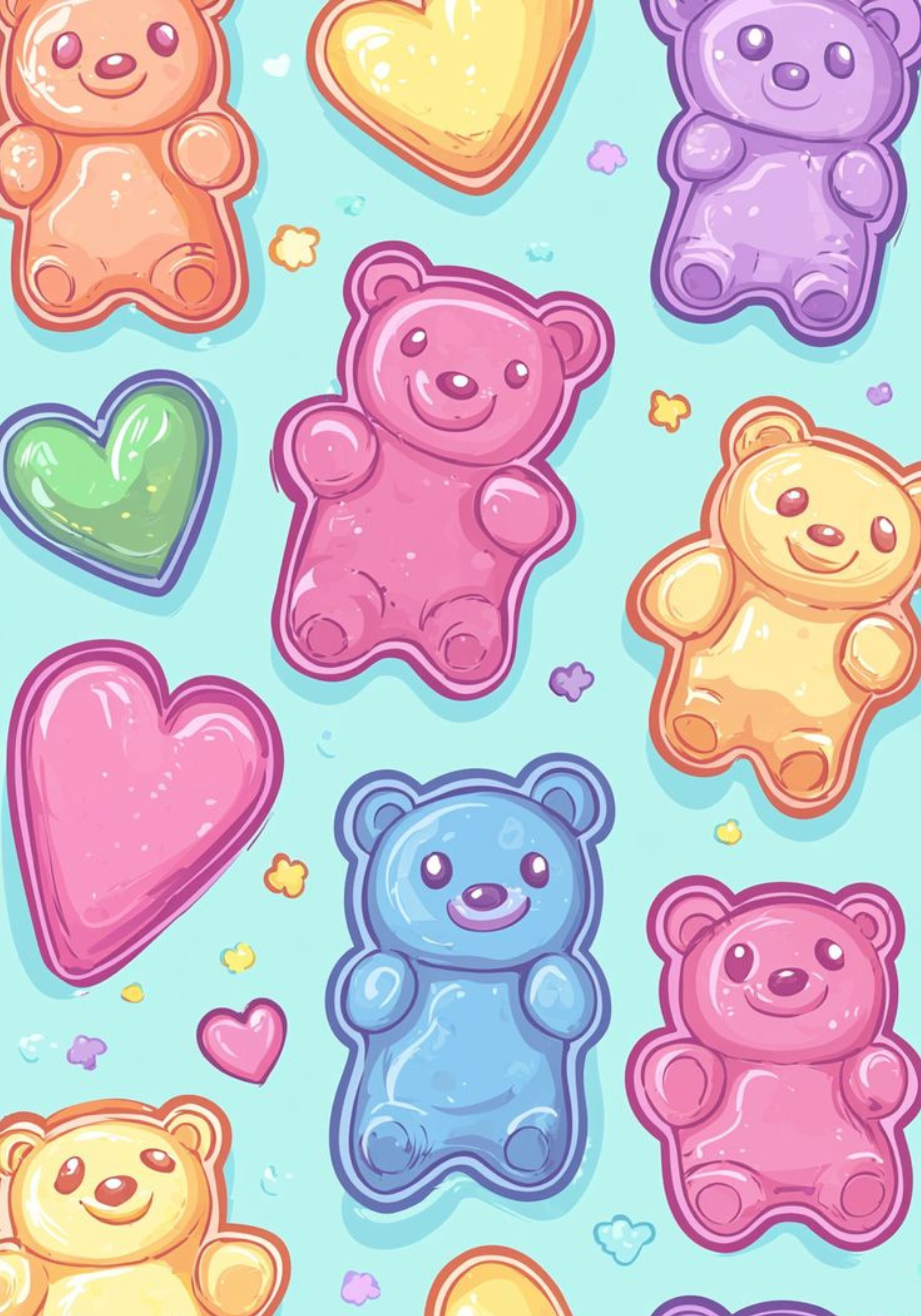 Gummy Bear & Hearts   Composition Notebook & Stickers