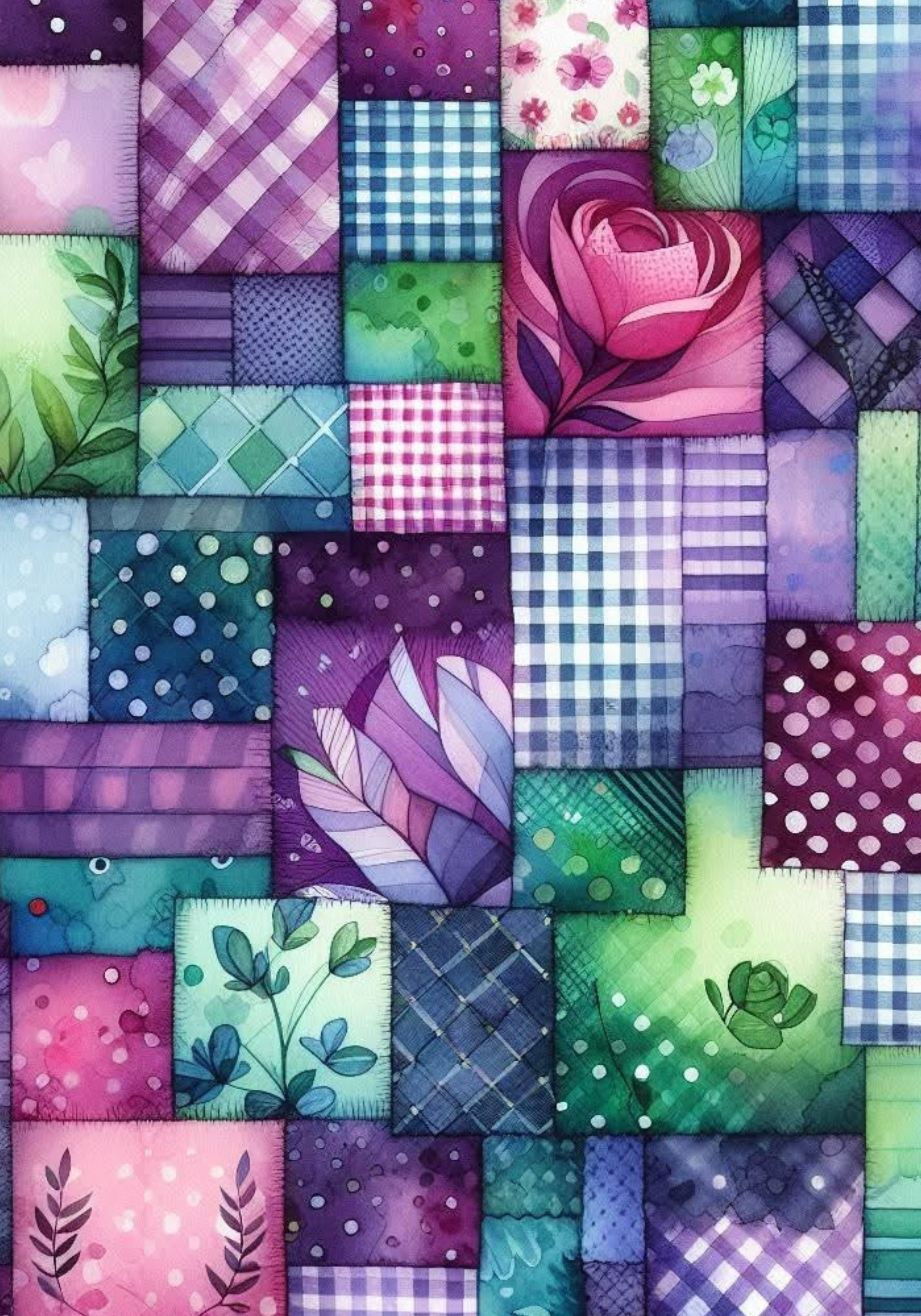 Patchwork Quilt with Flowers Notebook Sticker Covers