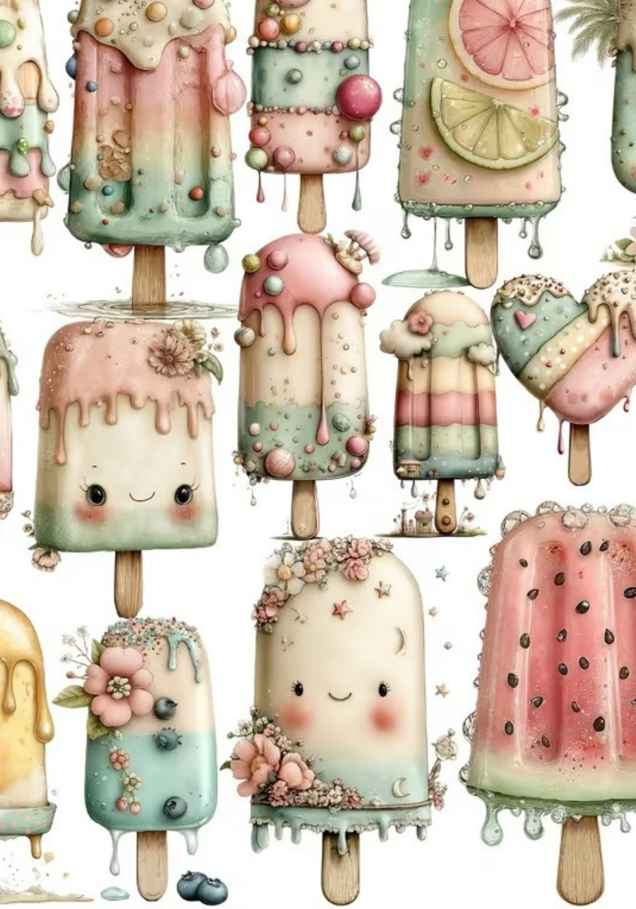 Smile Face Popsicles  Stickers for Notebook