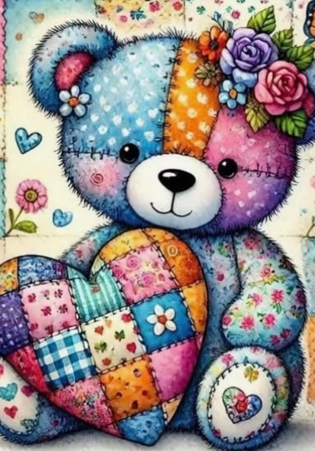 Patchwork Bear Stickers for Notebook