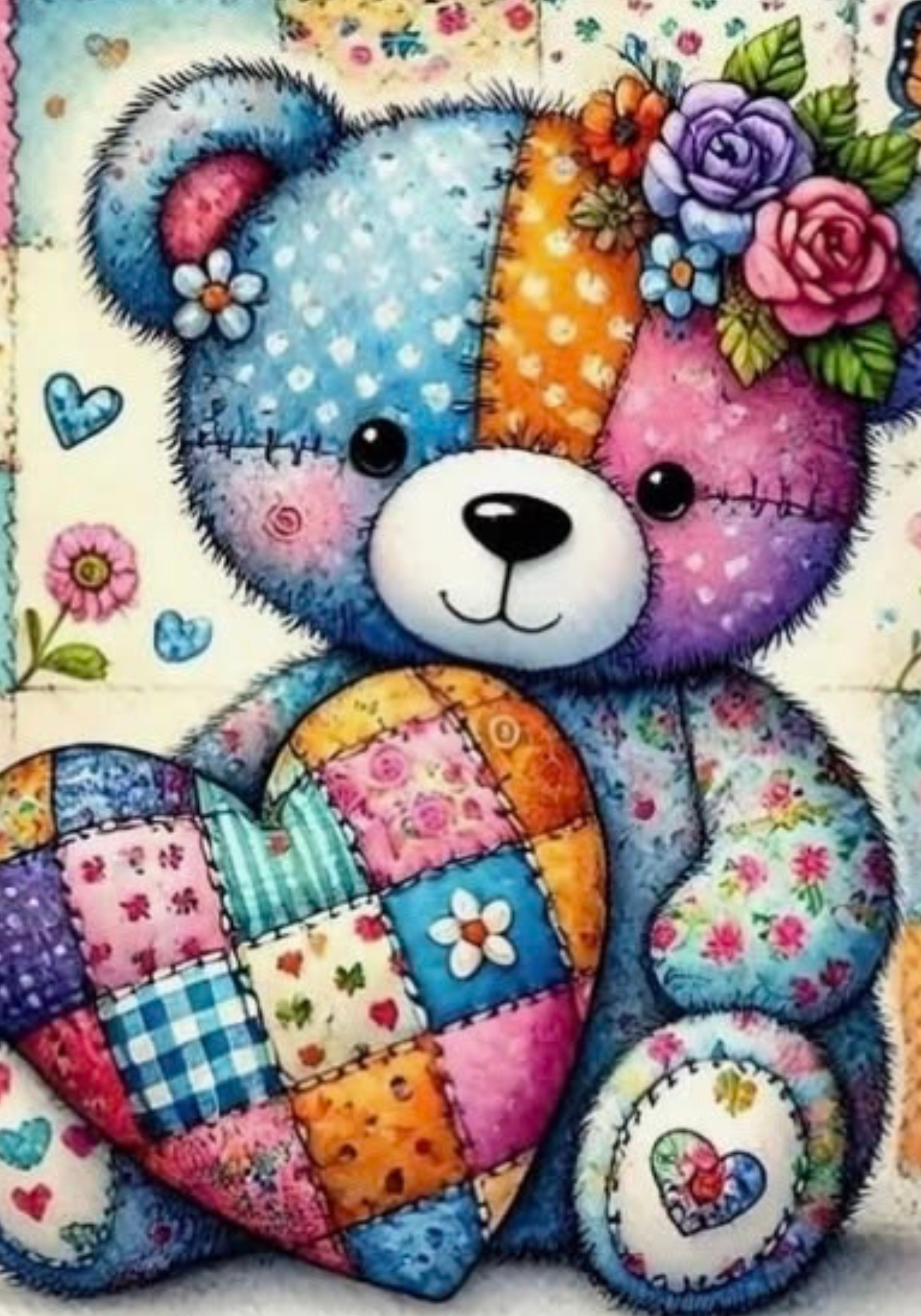 Patchwork Bear Stickers for Notebook