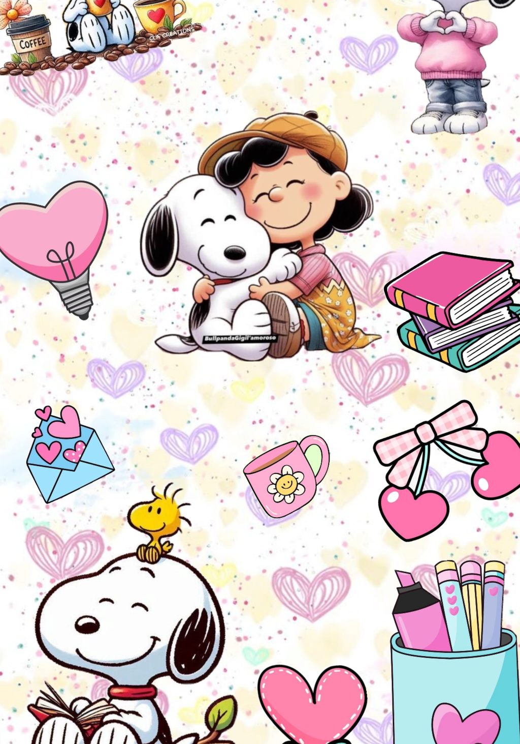 Snoopy & Lucy  Stickers for Notebook
