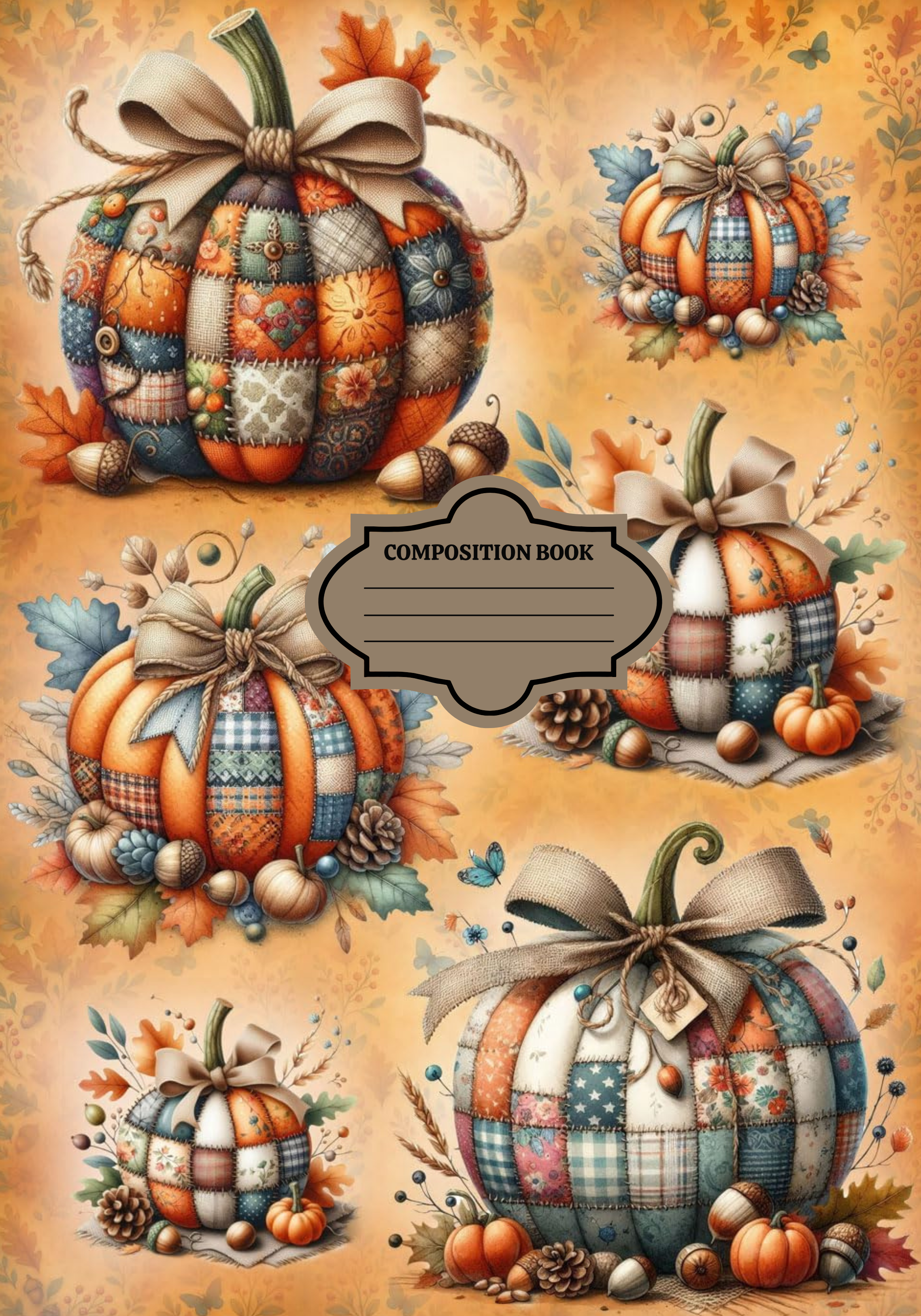 Halloween Patch work Pumpkins Notebook Sticker Cover