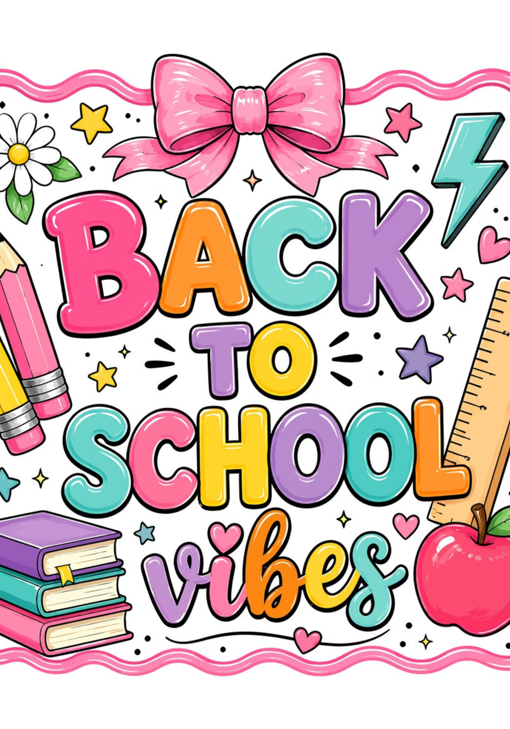 Back to School pink bow Notebook Sticker Cover